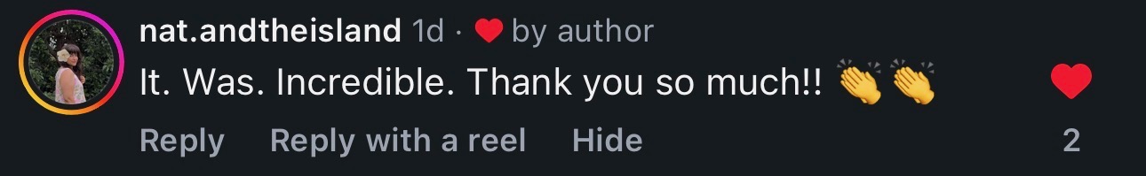 It. Was. Incredible. Thank you so much!!